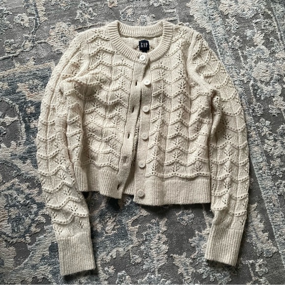 GAP Cream Cable Knit Cardigan Sweater - Picture 1 of 4
